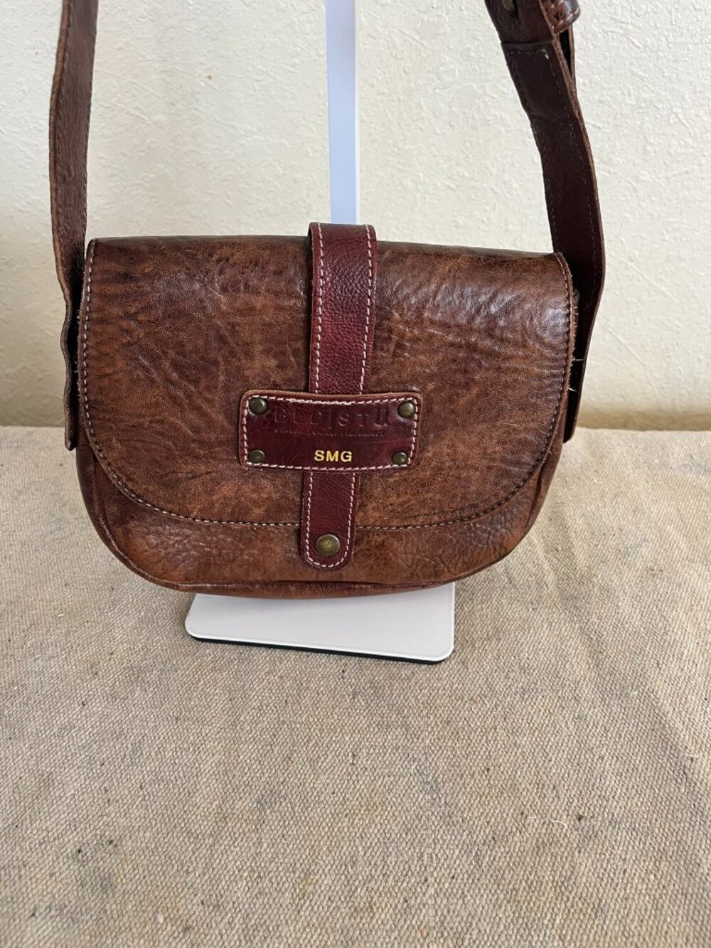 Bed Stu Brown Leather Crossbody Bag with Dark Brown Accent